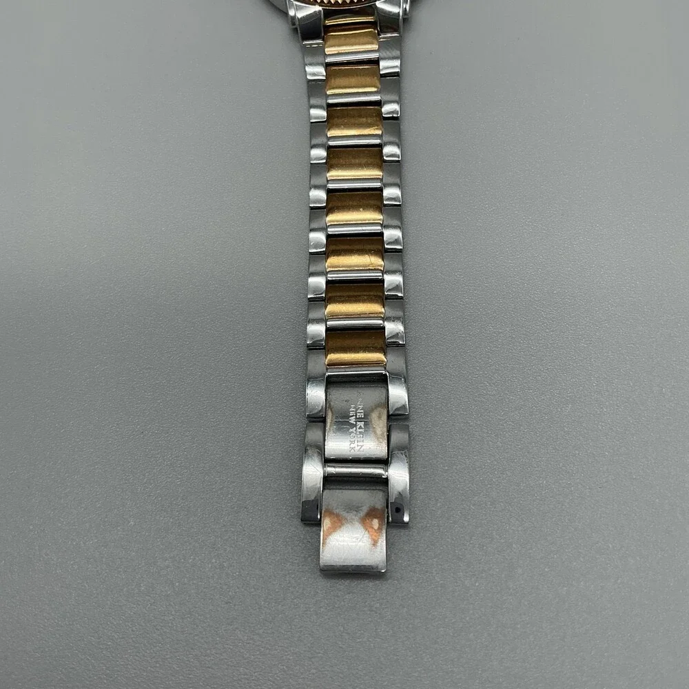 Anne Klein Womens Watch 36mm Gold Silver Two Tone Date 12/2315 New Battery 7.75